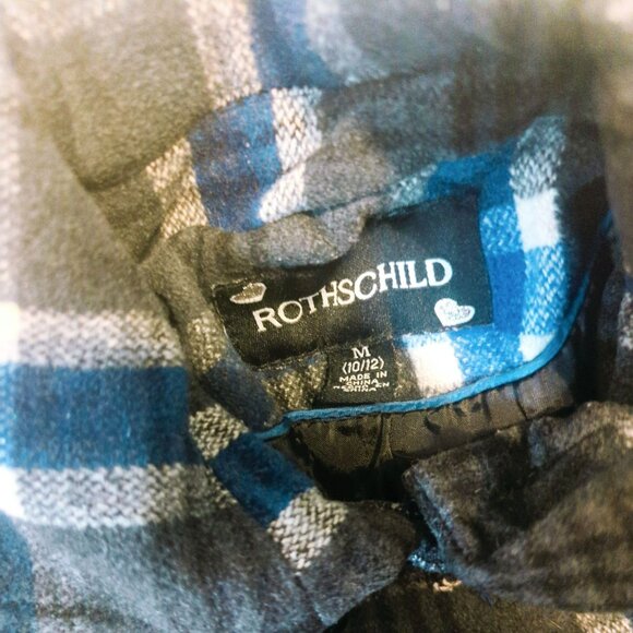 Rothschild Hooded Peacoat Winter Coat Girls Medium Gray Blue Plaid - Picture 4 of 7